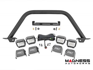 Ford Bronco Front Bumper Guard - Safari Bar - OE Modular Bumper - Rough Country - w/ 4x 3in Osram Wide Angle Lights Ford Bronco Front Bumper Guard - Safari Bar - OE Modular Bumper - Rough Country - w/ 4x 3in Osram Wide Angle Lights